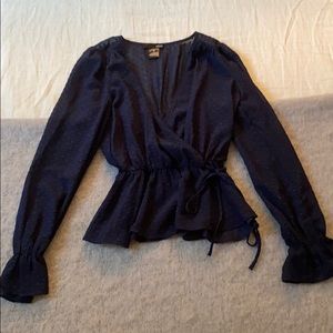 Aqua Woman’s Navy Polka Dot Blouse